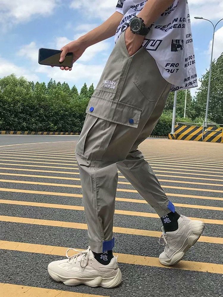 Calça Casual Masculina Com Bolso Carta