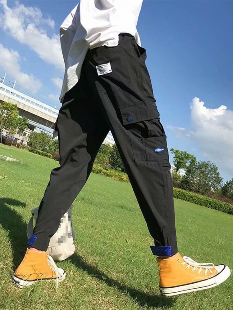 Calça Casual Masculina Com Bolso Carta