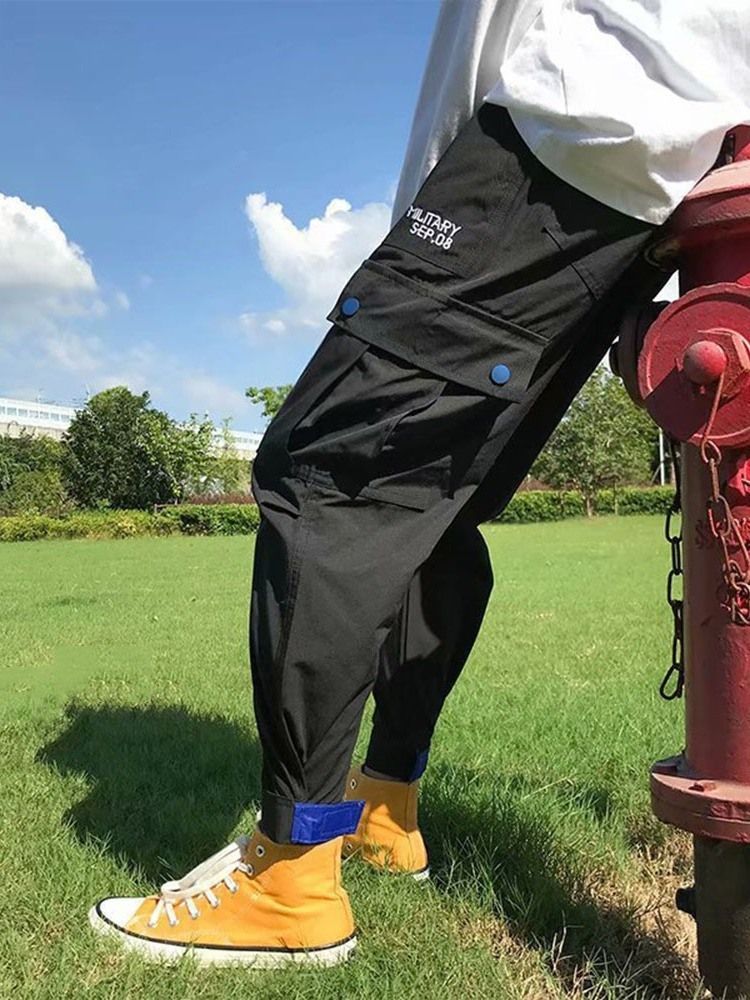 Calça Casual Masculina Com Bolso Carta
