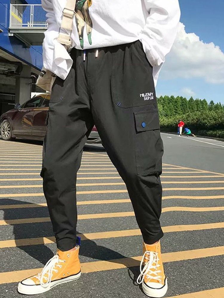 Calça Casual Masculina Com Bolso Carta