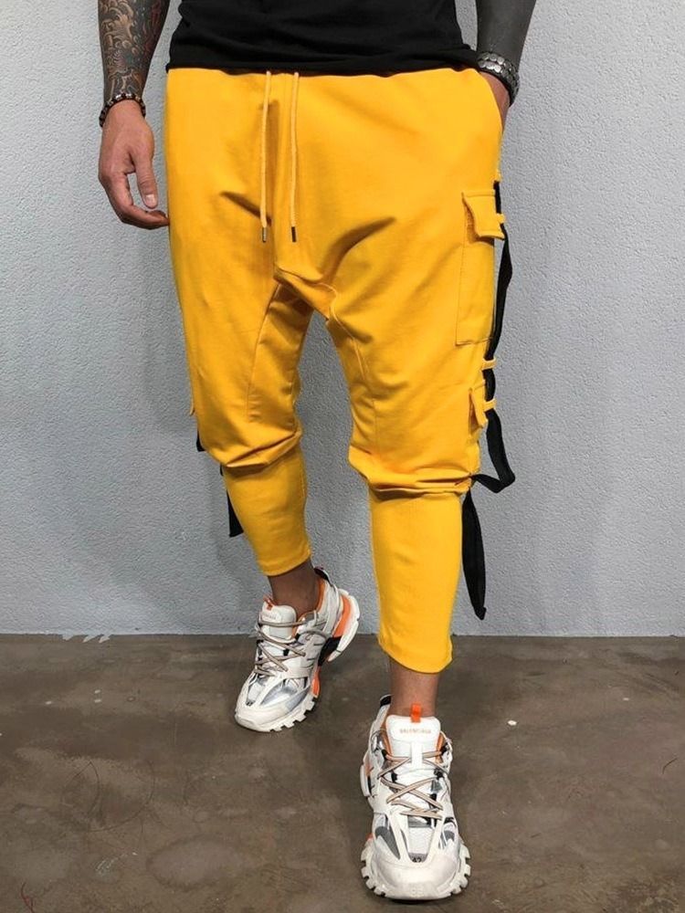 Calça Casual Masculina Com Cintura Média