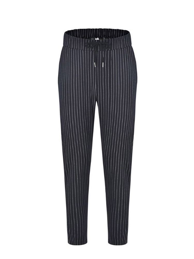 Calça Casual Masculina Com Lápis Listrado