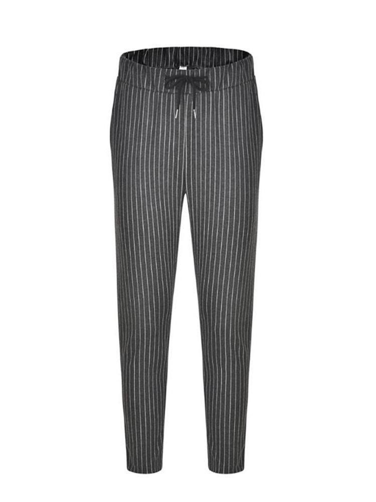 Calça Casual Masculina Com Lápis Listrado