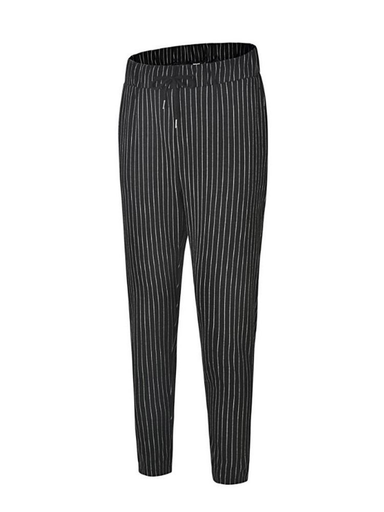Calça Casual Masculina Com Lápis Listrado