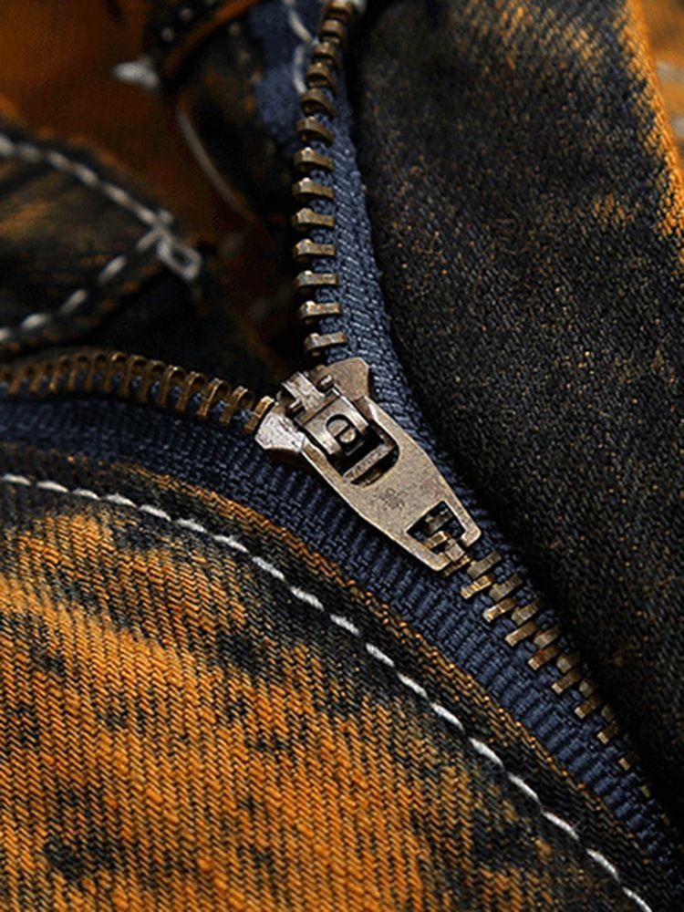Calça Casual Masculina Com Orifícios De Jeans Exclusivos Com Orifícios De Bolso