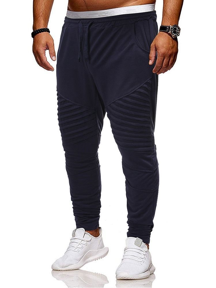 Calça Casual Masculina Lisa Com Cordões Harem