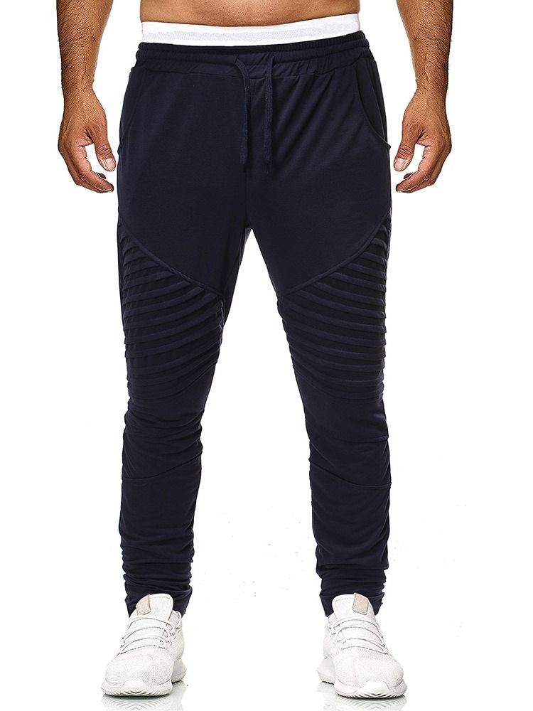 Calça Casual Masculina Lisa Com Cordões Harem
