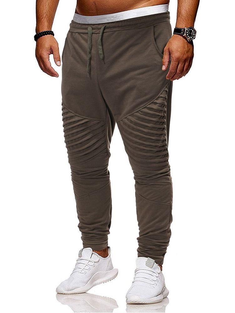 Calça Casual Masculina Lisa Com Cordões Harem