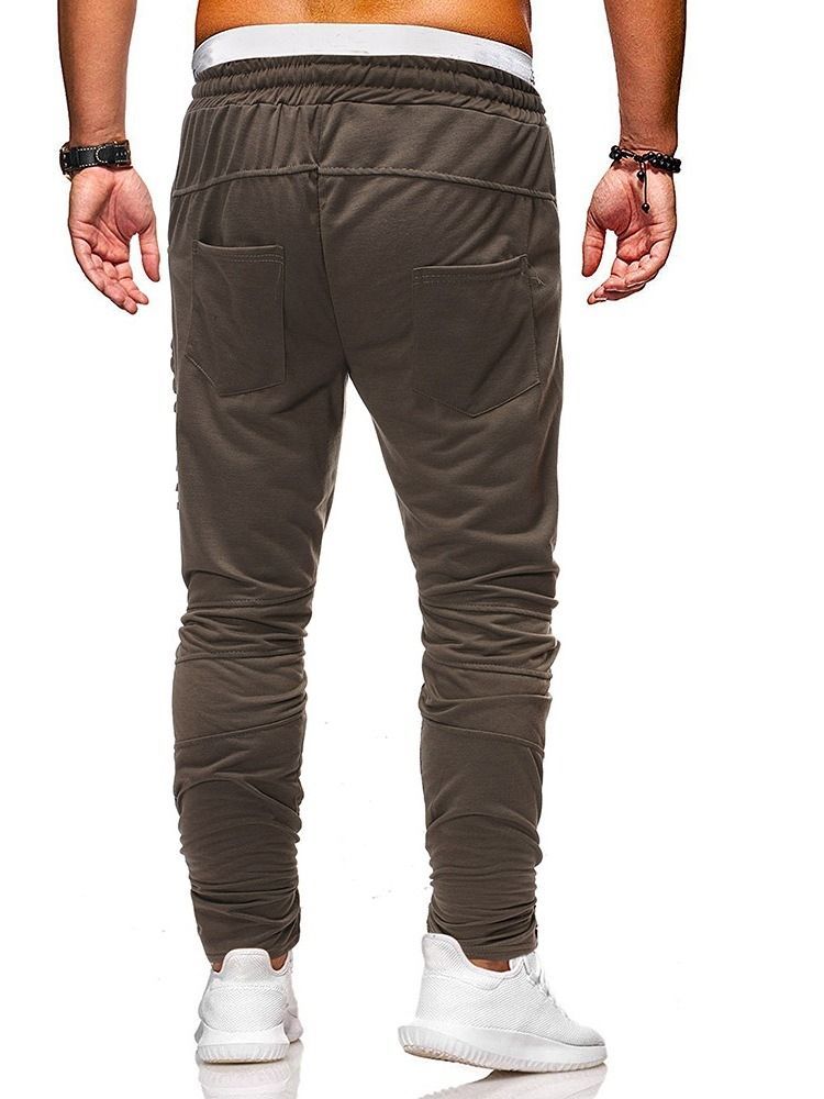 Calça Casual Masculina Lisa Com Cordões Harem