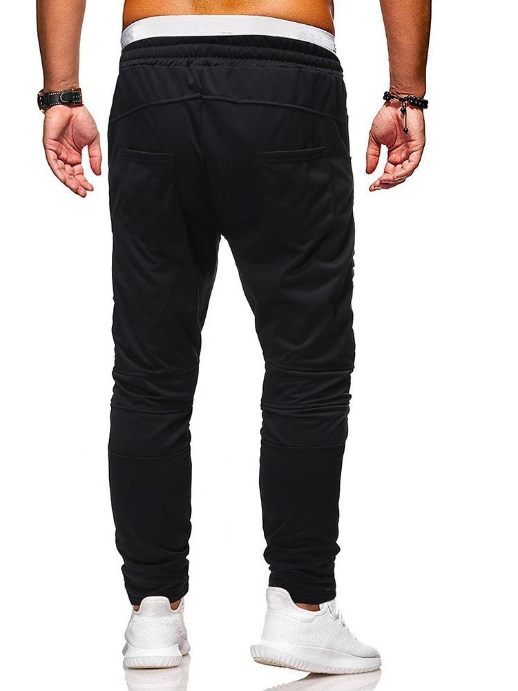 Calça Casual Masculina Lisa Com Cordões Harem