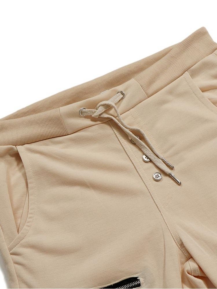 Calça Casual Masculina Lisa Com Zíper L Ace Up