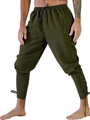Calça Casual Masculina Lisa Harem Com Cordões