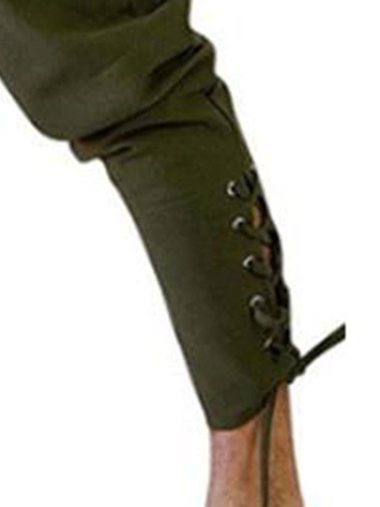 Calça Casual Masculina Lisa Harem Com Cordões