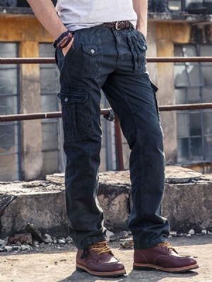 Calça Casual Masculina Liso Liso Quatro Estações Cintura Média