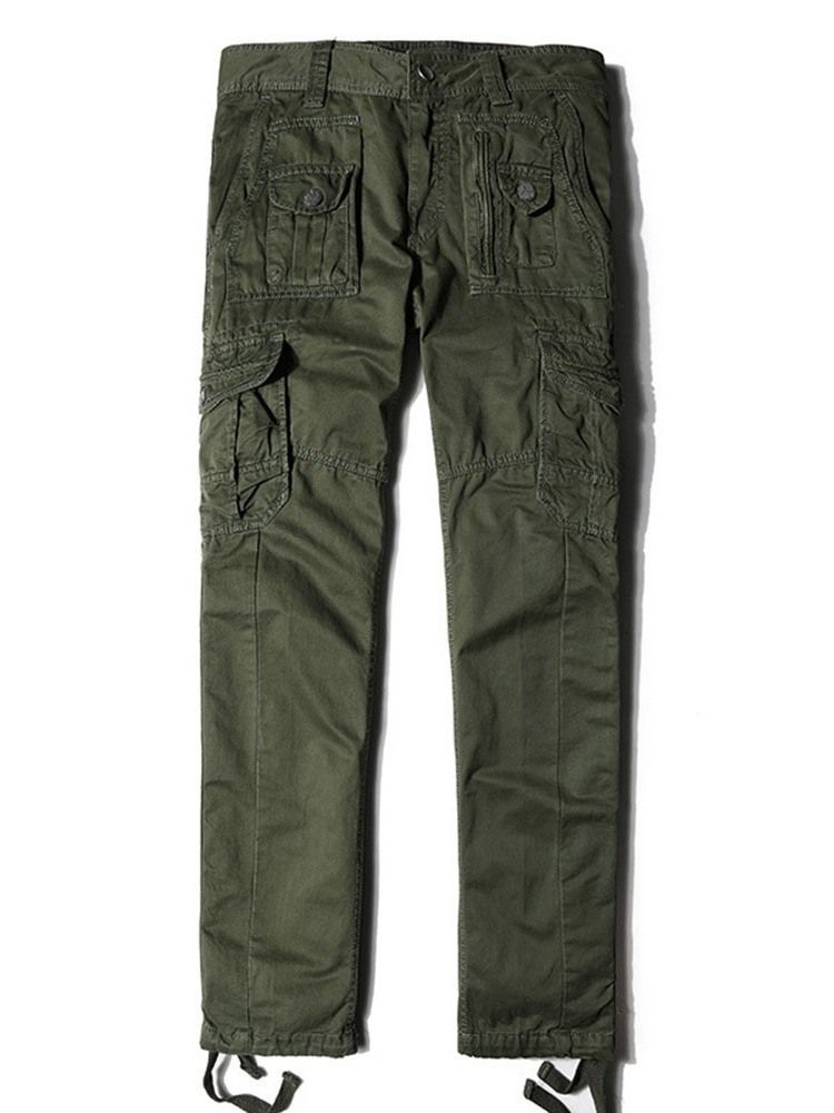 Calça Casual Masculina Liso Liso Quatro Estações Cintura Média