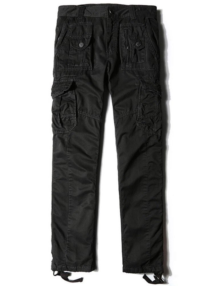 Calça Casual Masculina Liso Liso Quatro Estações Cintura Média