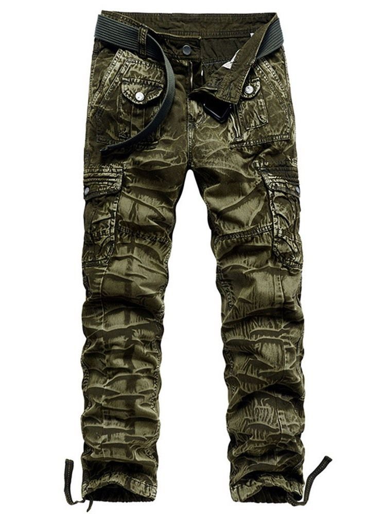 Calça Casual Masculina Liso Liso Quatro Estações Cintura Média
