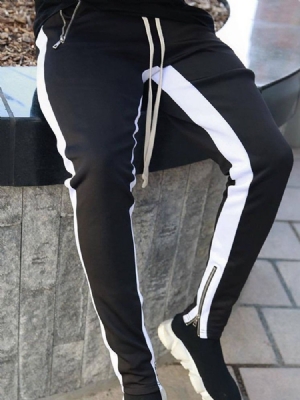 Calça Casual Casual Masculina Patchwork Color Block Verão