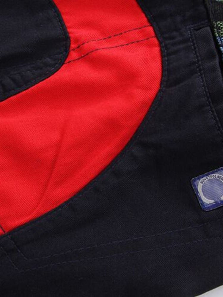 Calça Casual Masculina Reta Patchwork Floral Com Cintura Média Europeia