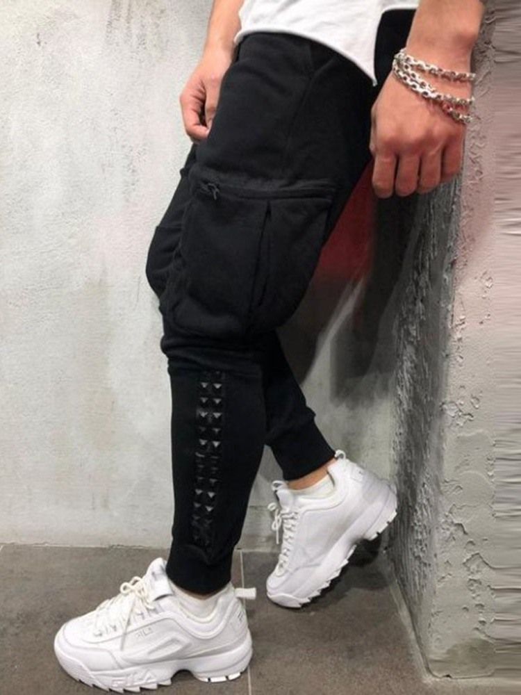 Calça Casual Masculina De Verão Com Bolso Liso Com Cordões