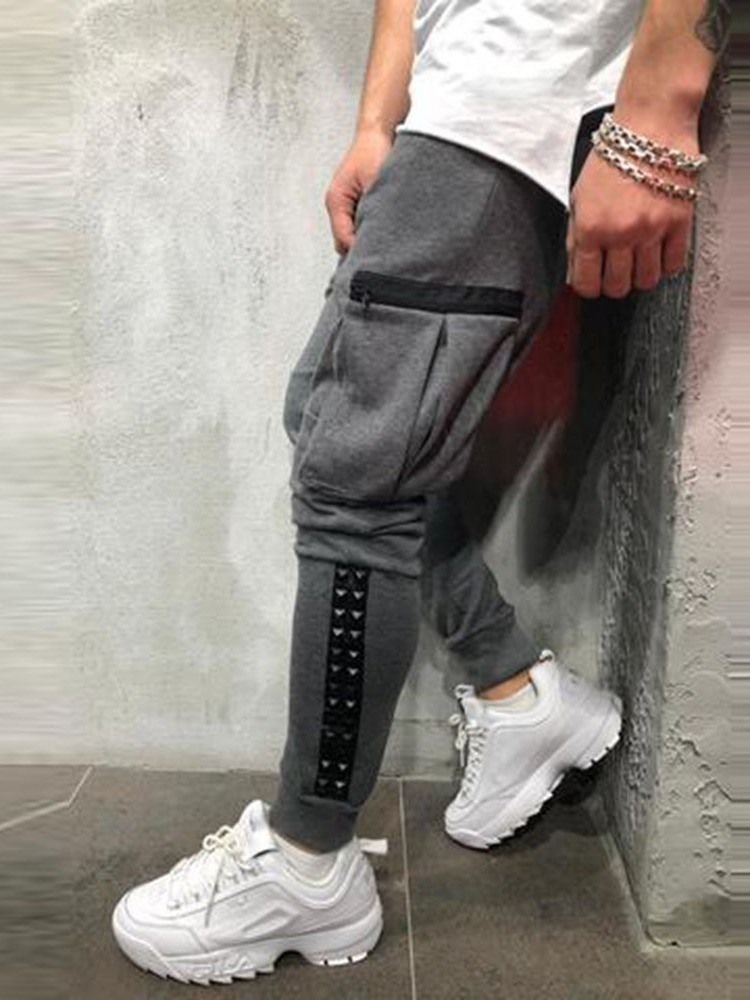 Calça Casual Masculina De Verão Com Bolso Liso Com Cordões