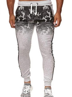 Calça Casual Stripe Pocket Mens Com Cordões