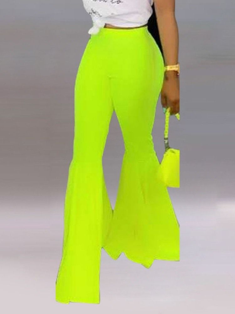 Calça Feminina Lisa Magra De Comprimento Total Casual Bellbottoms