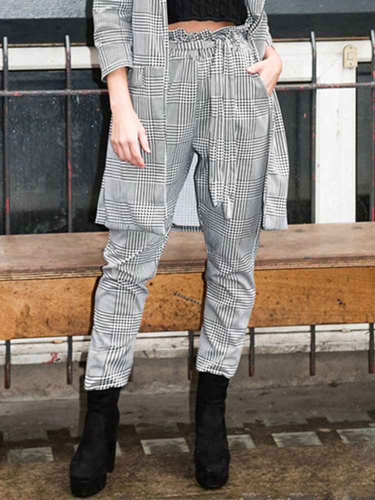 Calça Harem Slim Houndstooth Com Estampa Feminina
