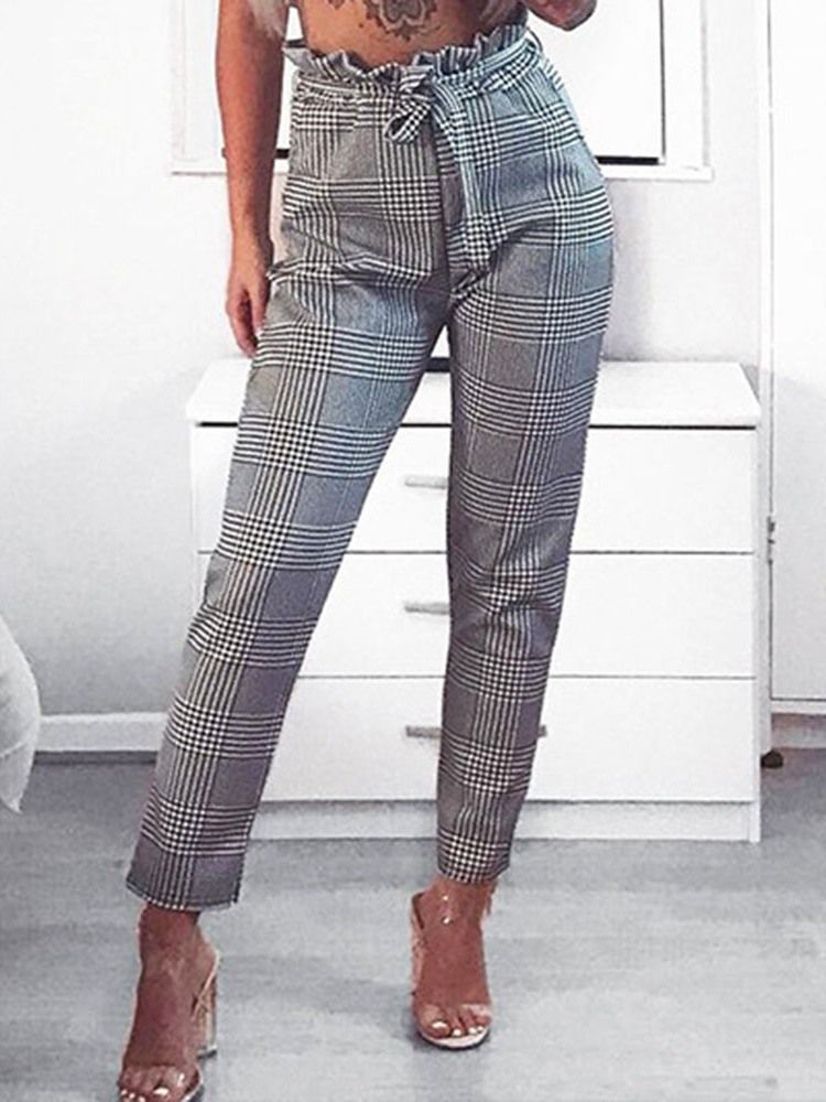 Calça Harem Slim Houndstooth Com Estampa Feminina