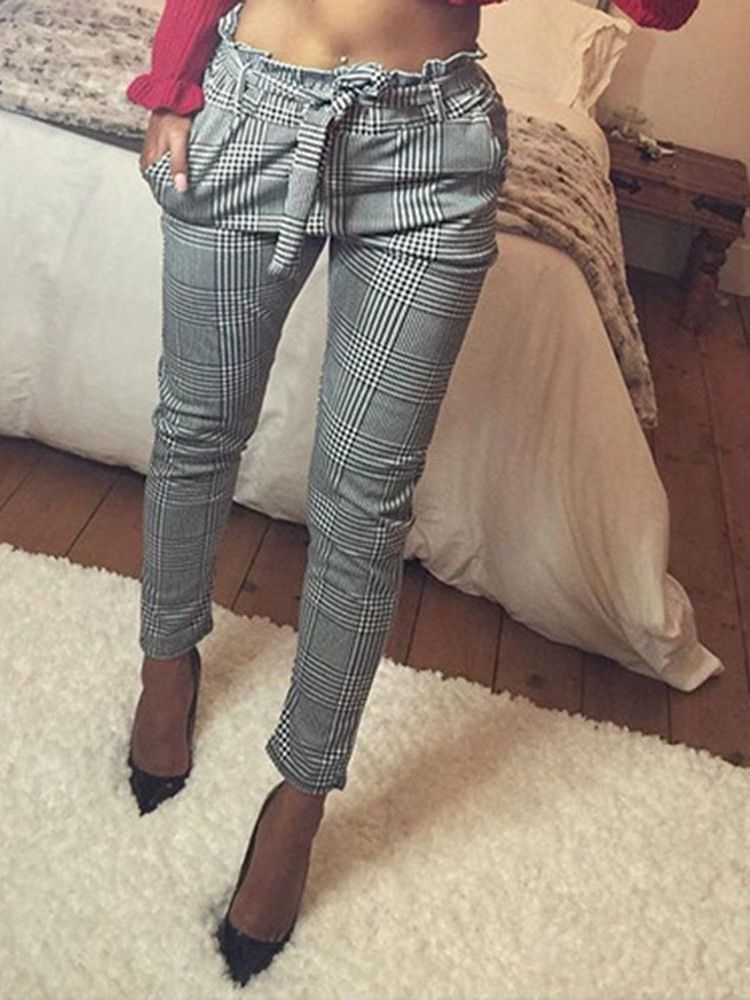 Calça Harem Slim Houndstooth Com Estampa Feminina