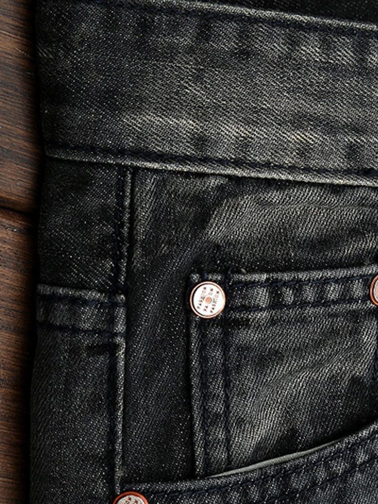 Calça Jeans Reta Com Buracos Para Medalha Remendada Única Masculina