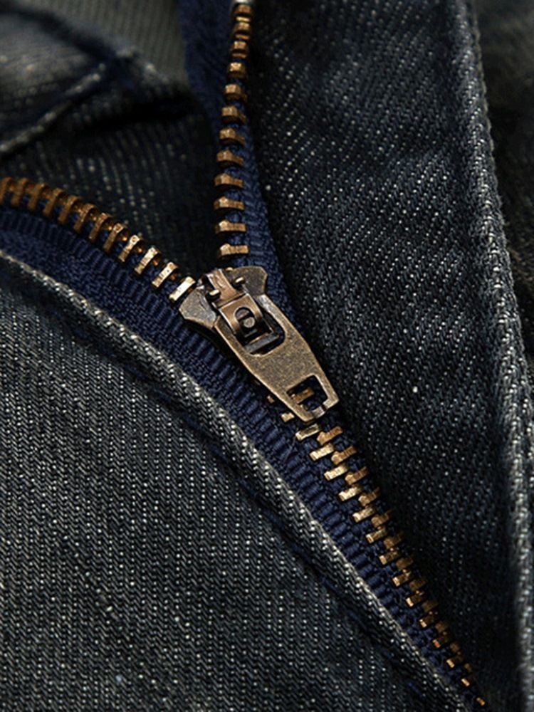 Calça Jeans Reta Com Buracos Para Medalha Remendada Única Masculina