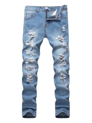 Calça Jeans Slim Masculina Com Zíper De Algodão E Zíper Liso Vogue