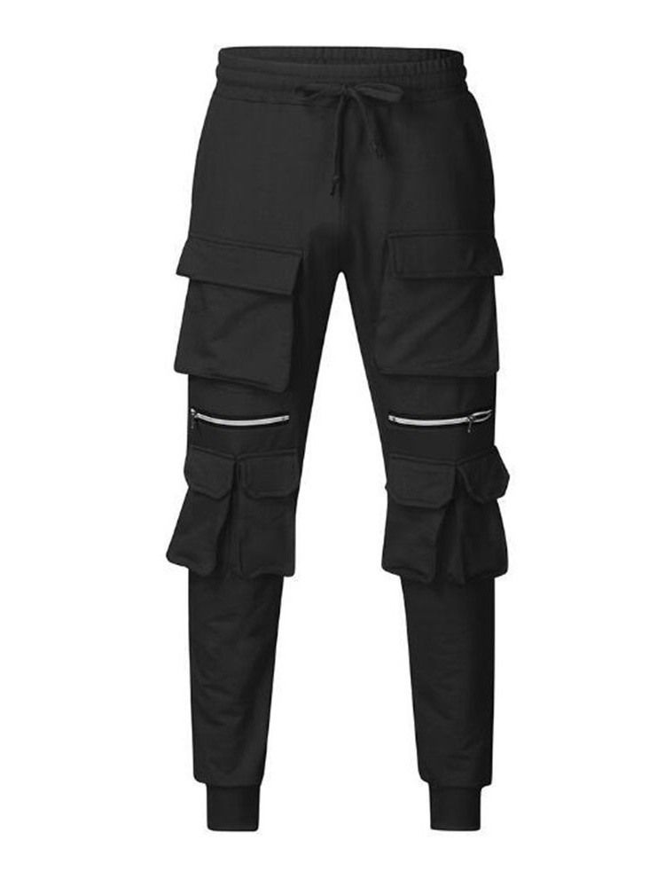 Calça Lápis Bolso Hip Hop Calça Casual Masculina