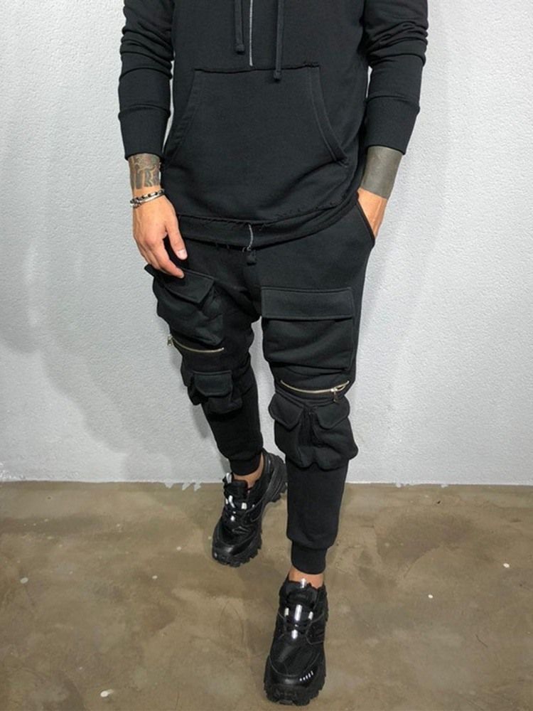 Calça Lápis Bolso Hip Hop Calça Casual Masculina