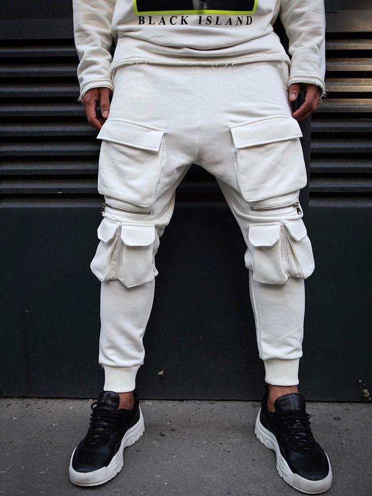 Calça Lápis Bolso Hip Hop Calça Casual Masculina