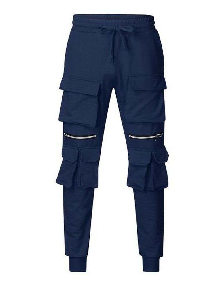 Calça Lápis Bolso Hip Hop Calça Casual Masculina
