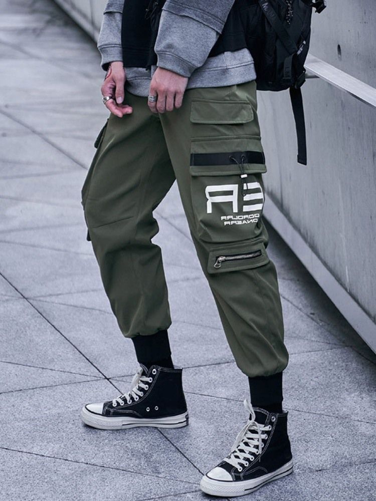 Calça Lápis De Bolso Calça Hip Hop Casual Masculina De Cintura Média