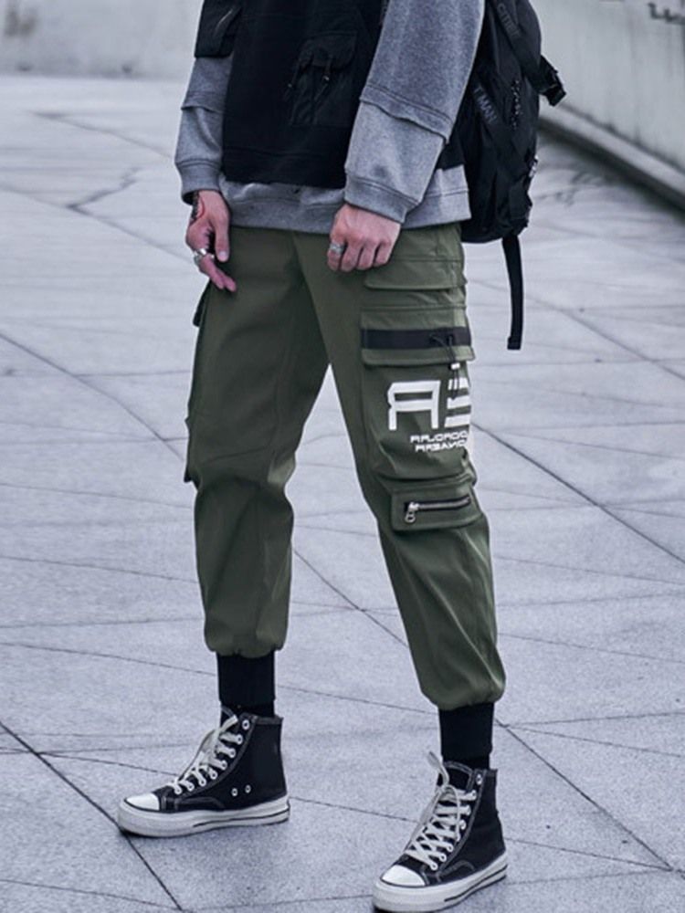 Calça Lápis De Bolso Calça Hip Hop Casual Masculina De Cintura Média