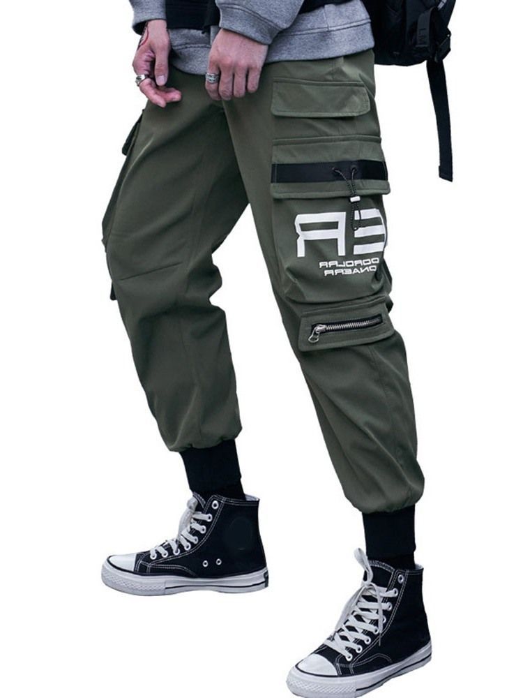 Calça Lápis De Bolso Calça Hip Hop Casual Masculina De Cintura Média