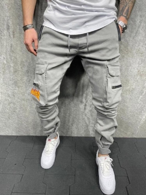 Calça Lápis Casual Masculina De Cintura Média E Bolso