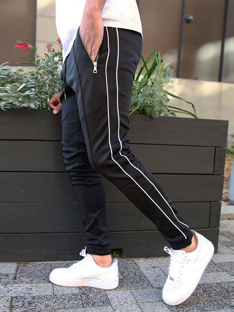 Calça Lápis Casual Masculina Riscada Com Riscas