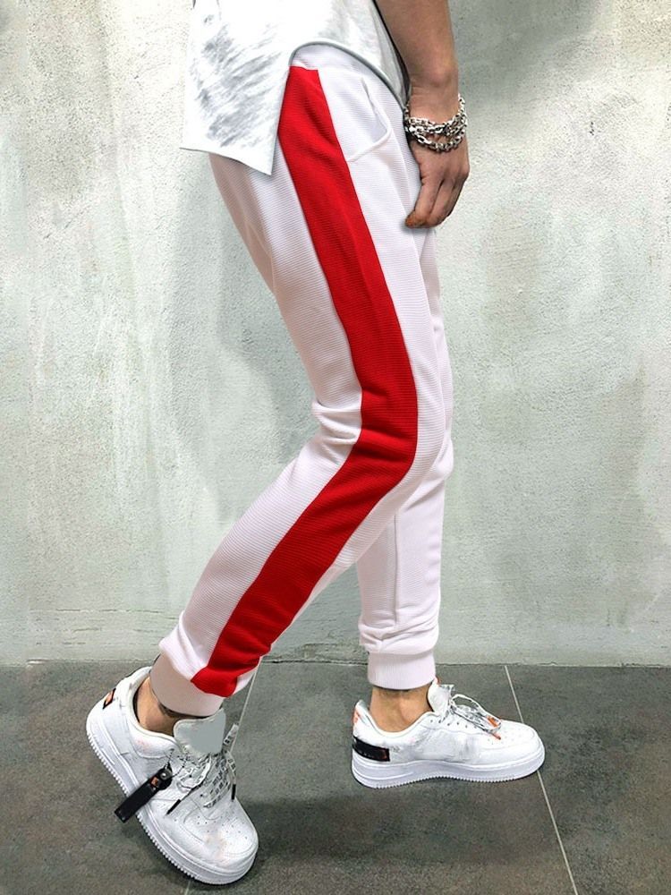 Calça Lápis Com Cadarço Colorido Masculino Calça Esporte Com Cordão Casual