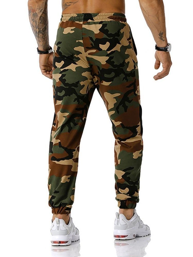 Calça Lápis Com Estampa Camuflada Casual Calça Meio Cintura Calça Casual Masculina