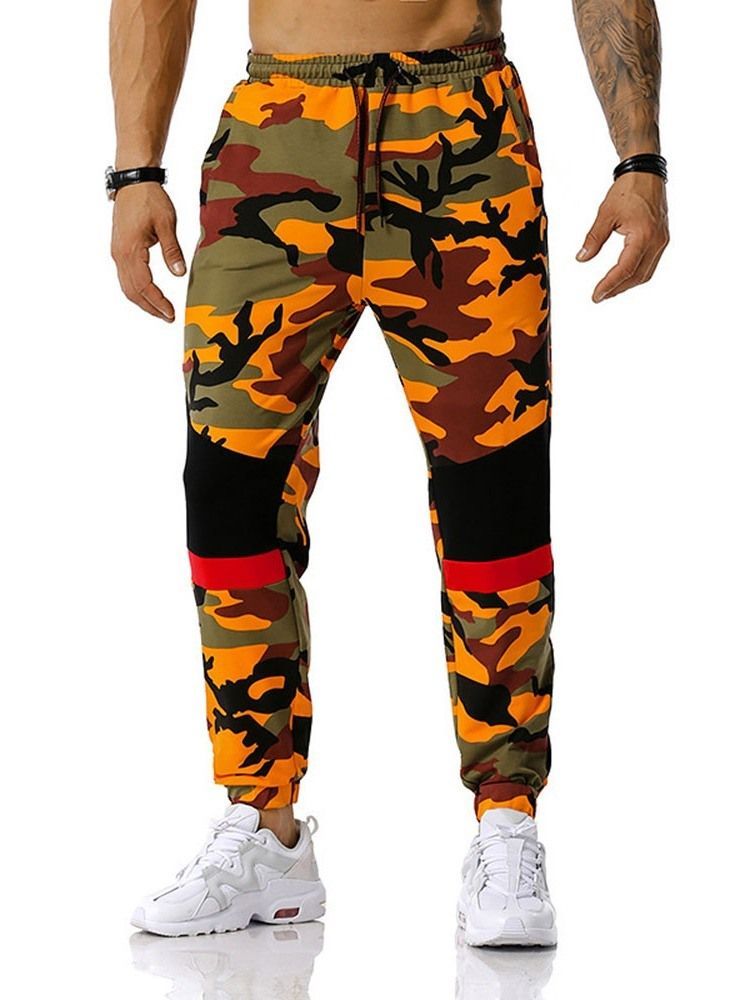 Calça Lápis Com Estampa Camuflada Casual Calça Meio Cintura Calça Casual Masculina