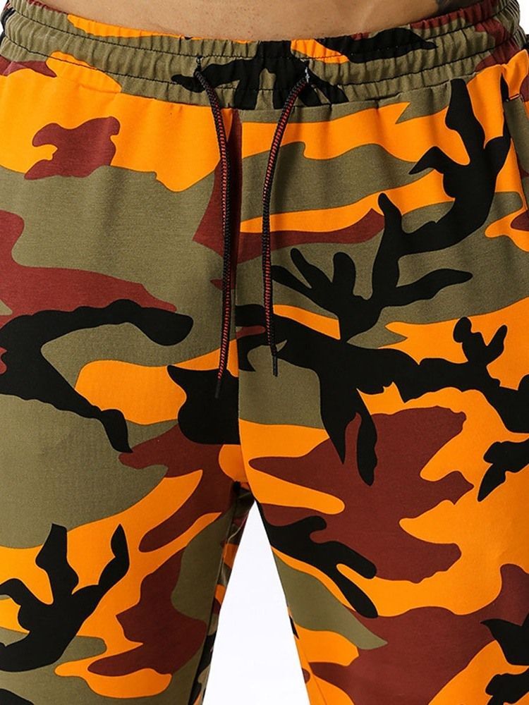 Calça Lápis Com Estampa Camuflada Casual Calça Meio Cintura Calça Casual Masculina
