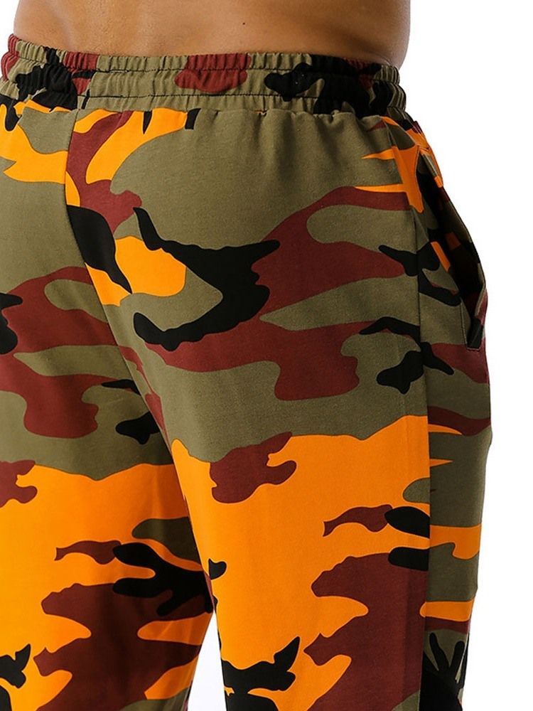 Calça Lápis Com Estampa Camuflada Casual Calça Meio Cintura Calça Casual Masculina