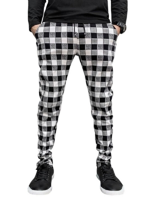 Calça Lápis Com Estampa Xadrez Calça Casual Masculina