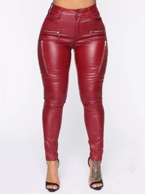 Calça Lápis Feminina Com Zíper Liso Magro Comprimento Do Tornozelo Calça Casual
