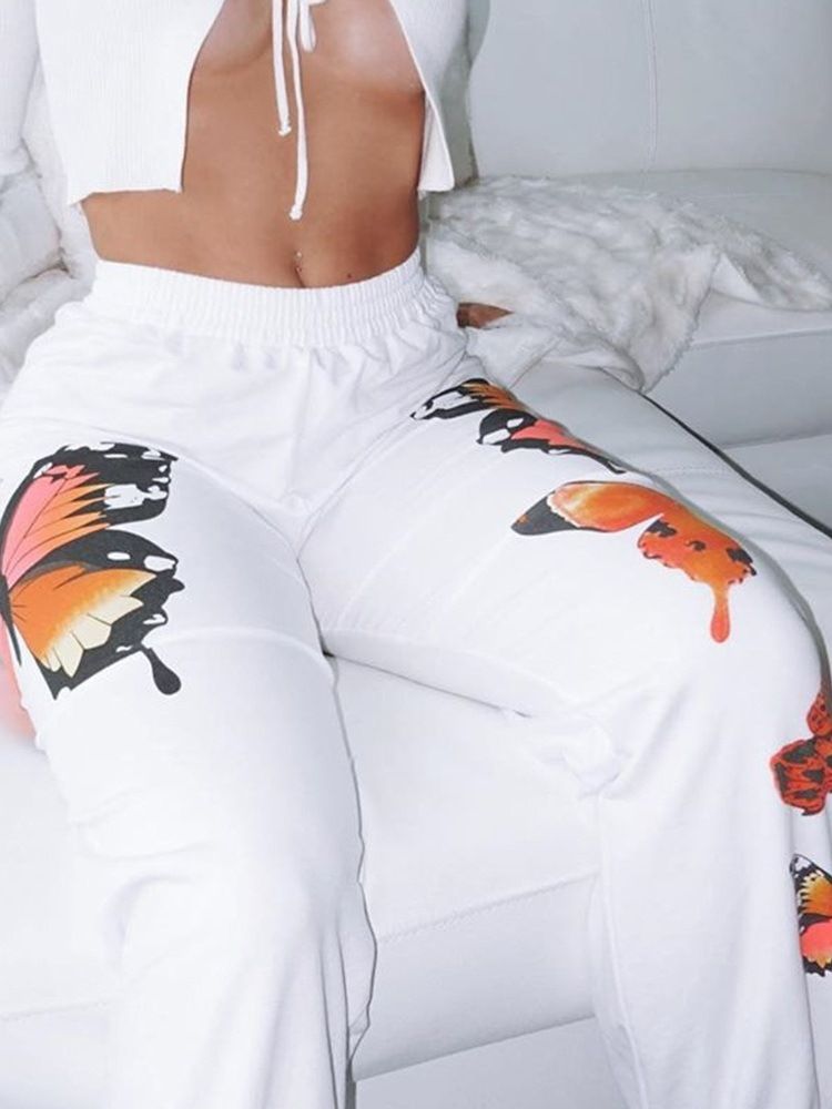 Calça Lápis Feminina Solta Com Atadura Animal Até O Tornozelo Calça Casual